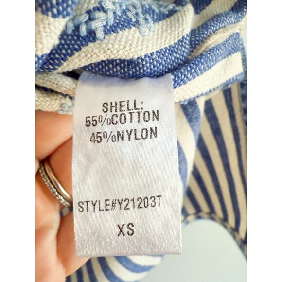 Tuckernuck | Blue Stripe Mini Sullivan Embroidered Canvas Caftan | Sz XS - Picture 8 of 10